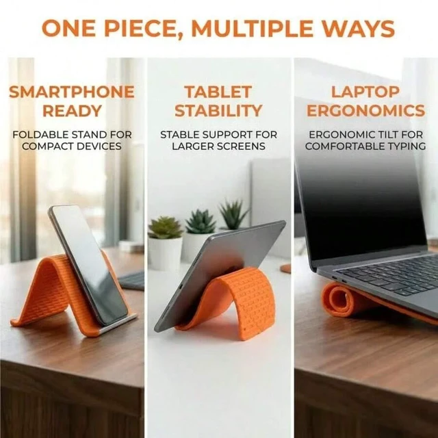 Alt view image 6 of 7 - Bks Foldable Silicone Phone Stand, Multi-Functional Desktop Holder for Office and Travel, Anti-Slip Car Mount, Minimalist Design
