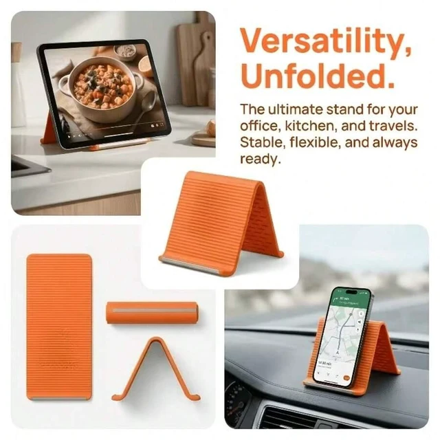 Alt view image 7 of 7 - Bks Foldable Silicone Phone Stand, Multi-Functional Desktop Holder for Office and Travel, Anti-Slip Car Mount, Minimalist Design