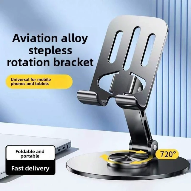 Alt view image 3 of 3 - Bks Metal Desktop Phone Stand 360 Degree Rotating Adjustable Folding Lazy Tablet Holder for Live Streaming