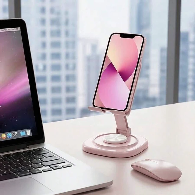 Main image of Bks Adjustable Rotating Desk Phone Holder 360 Multi-Angle Foldable Stable Non-Slip Weighted Round Base For Office Streaming Live Broadcast Online Class Mother's Day Gift Birthday