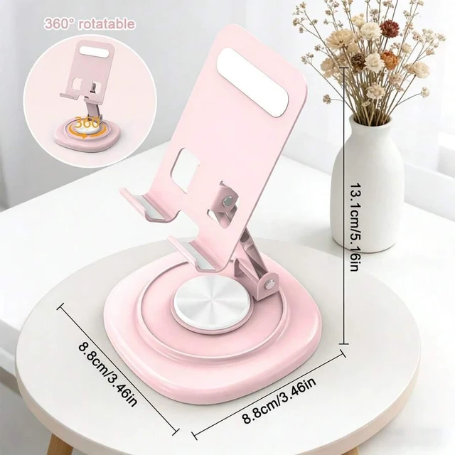 Alt view image 5 of 7 - Bks Adjustable Rotating Desk Phone Holder 360 Multi-Angle Foldable Stable Non-Slip Weighted Round Base For Office Streaming Live Broadcast Online Class Mother's Day Gift Birthday