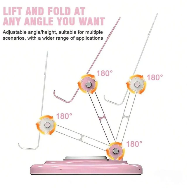 Alt view image 4 of 7 - Bks Adjustable Rotating Desk Phone Holder 360 Multi-Angle Foldable Stable Non-Slip Weighted Round Base For Office Streaming Live Broadcast Online Class Mother's Day Gift Birthday