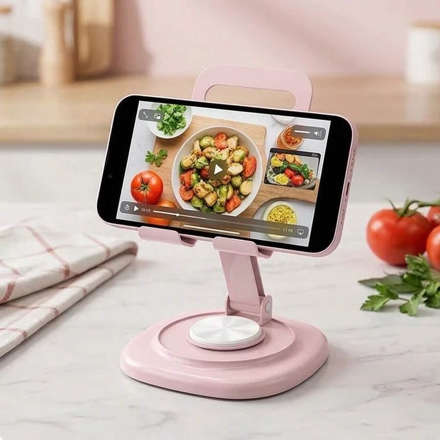 Alt view image 7 of 7 - Bks Adjustable Rotating Desk Phone Holder 360 Multi-Angle Foldable Stable Non-Slip Weighted Round Base For Office Streaming Live Broadcast Online Class Mother's Day Gift Birthday