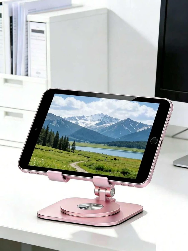 Alt view image 3 of 7 - Bks Butterfly Aluminum Alloy Phone Stand, 360 Adjustable Foldable Desktop Holder - Universal Portable Compatible With iPhone Smartphones Tablets Decorative Home Office Desk Accessory