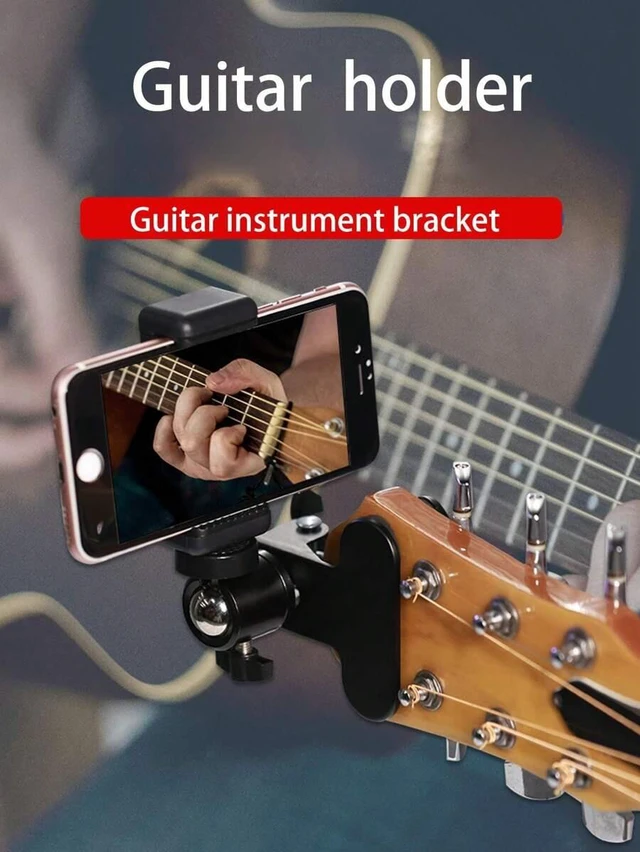 Main image of Bks Electric Guitar Phone Stand Desktop Holder for Mobile Devices with Custom Pick Compatible with Guitars and Pianos
