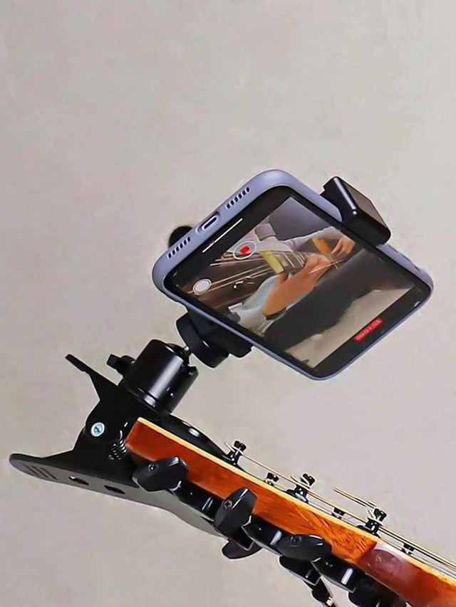 Alt view image 3 of 6 - Bks Electric Guitar Phone Stand Desktop Holder for Mobile Devices with Custom Pick Compatible with Guitars and Pianos