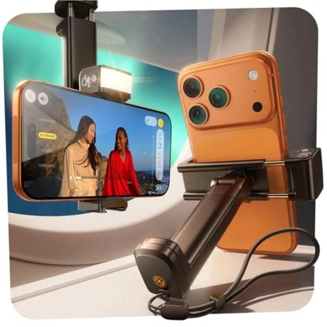 Main image of Bks Phone Stand Holder with Adjustable Light for Desk Mount Airplane Travel Accessories Long Flight Viewing