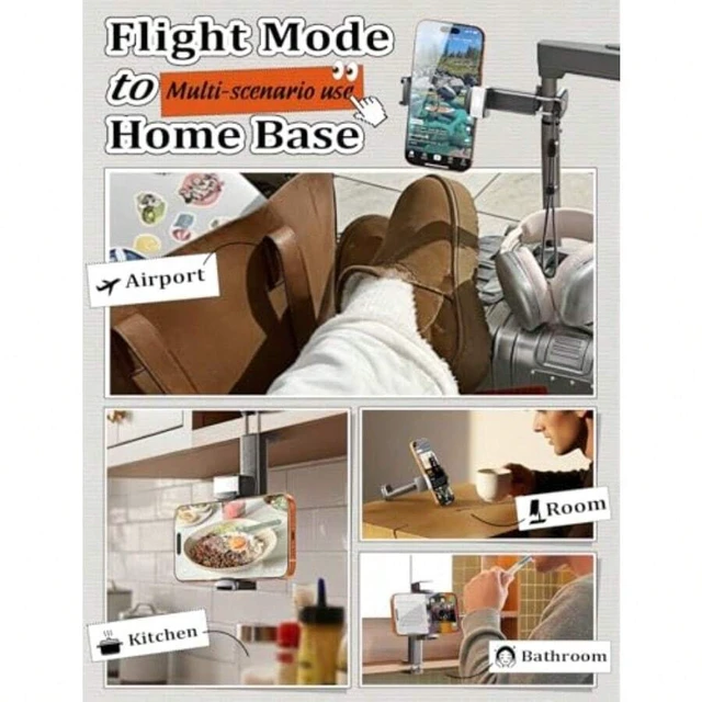 Alt view image 7 of 7 - Bks Phone Stand Holder with Adjustable Light for Desk Mount Airplane Travel Accessories Long Flight Viewing