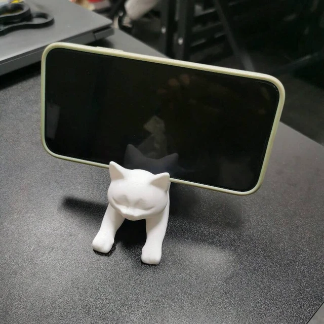 Alt view image 4 of 7 - Bks Cute White Elastic Cat Phone Stand 3D Printed Desktop Holder, PP Material, Ideal For Video Calls And Mobile Entertainment
