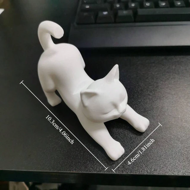 Alt view image 5 of 7 - Bks Cute White Elastic Cat Phone Stand 3D Printed Desktop Holder, PP Material, Ideal For Video Calls And Mobile Entertainment