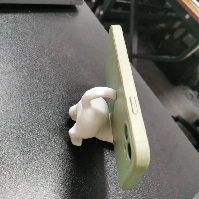 Alt view image 6 of 7 - Bks Cute White Elastic Cat Phone Stand 3D Printed Desktop Holder, PP Material, Ideal For Video Calls And Mobile Entertainment