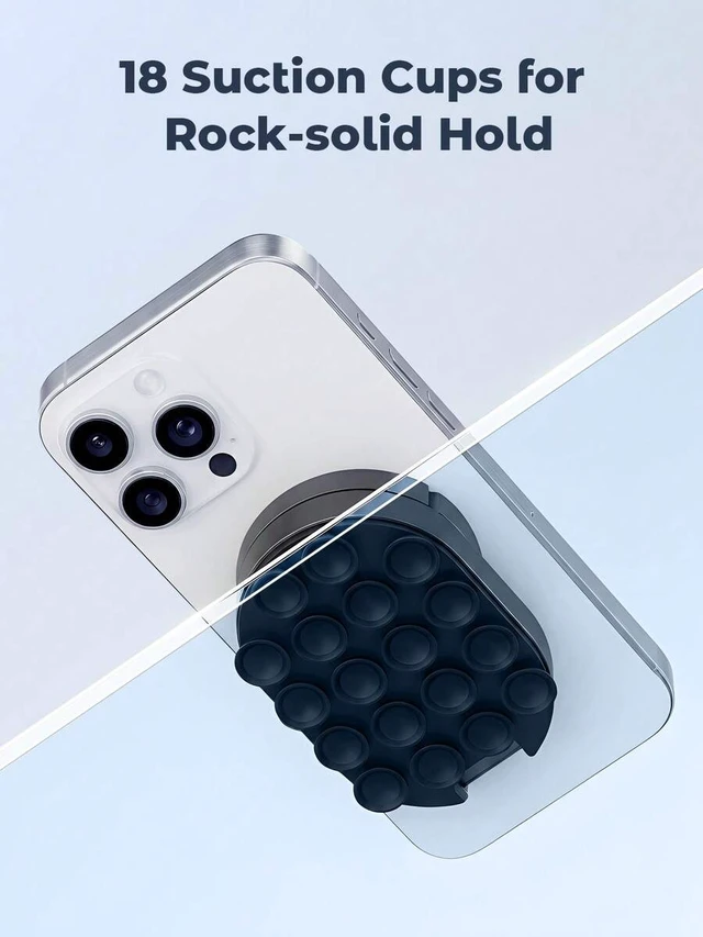 Alt view image 5 of 6 - Bks Magnetic Phone Holder Foldable Suction Cup Multi-Surface Hands-Free Stand For Desk Laptop Mirror Bathroom Travel