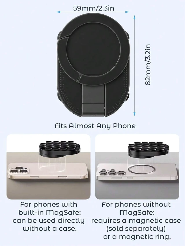 Alt view image 6 of 6 - Bks Magnetic Phone Holder Foldable Suction Cup Multi-Surface Hands-Free Stand For Desk Laptop Mirror Bathroom Travel