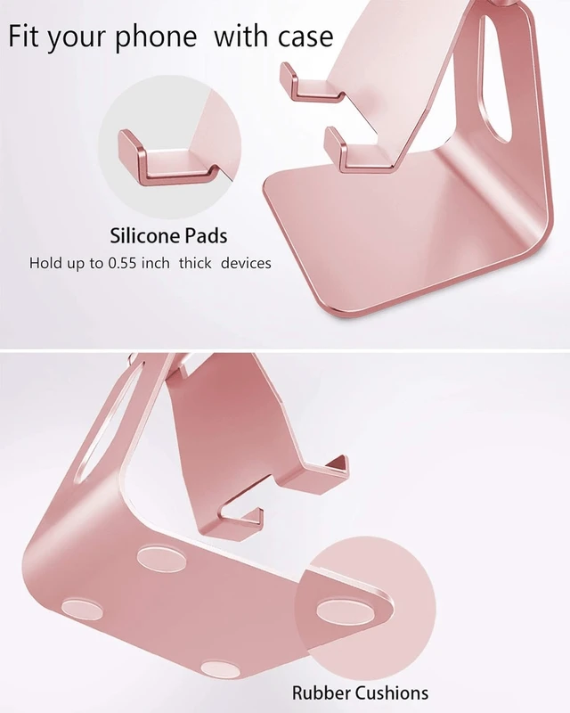 Alt view image 2 of 6 - Bks Adjustable Aluminum Desktop Phone Stand Cradle Holder Compatible With iPhone Android All Mobile Devices Charging Dock