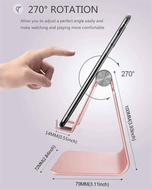 Alt view image 3 of 6 - Bks Adjustable Aluminum Desktop Phone Stand Cradle Holder Compatible With iPhone Android All Mobile Devices Charging Dock