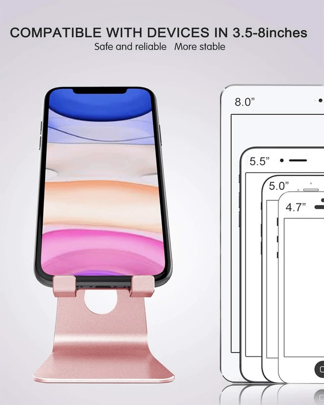Alt view image 6 of 6 - Bks Adjustable Aluminum Desktop Phone Stand Cradle Holder Compatible With iPhone Android All Mobile Devices Charging Dock