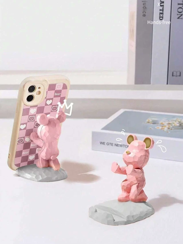 Alt view image 5 of 7 - Bks Cartoon Bear Shaped Phone Stand for Mobile Phones and Tablets, Desktop Mount Holder for Office Bedroom Study Gifts