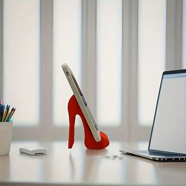 Alt view image 2 of 7 - Bks 3D Printed Red High Heel Phone Stand For Desk, Creative Desktop Holder, Funny Unique Gift For Women And Girls