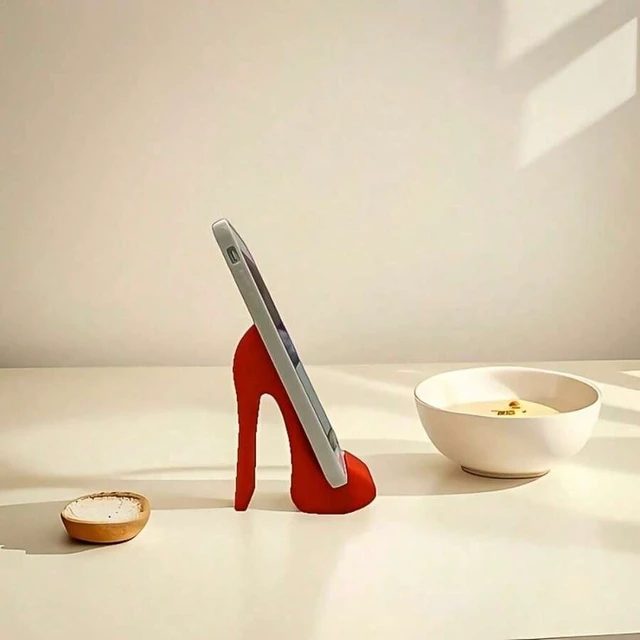 Alt view image 3 of 7 - Bks 3D Printed Red High Heel Phone Stand For Desk, Creative Desktop Holder, Funny Unique Gift For Women And Girls