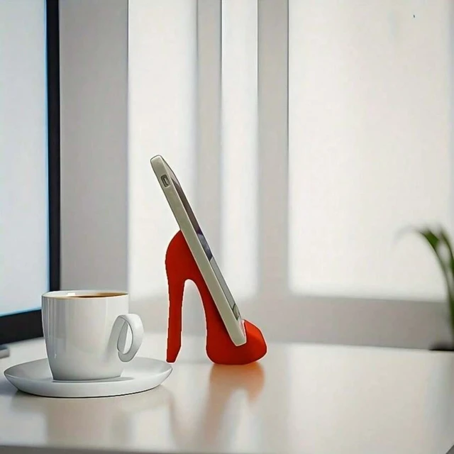 Alt view image 5 of 7 - Bks 3D Printed Red High Heel Phone Stand For Desk, Creative Desktop Holder, Funny Unique Gift For Women And Girls