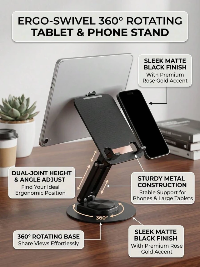 Alt view image 4 of 7 - Bks Adjustable Foldable Minimalist Phone Stand Stable Non-Slip Desktop Holder Portable Hands-Free For iPhone Android Tablet Office Home Travel