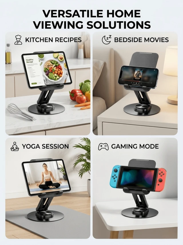 Alt view image 3 of 7 - Bks Adjustable Foldable Minimalist Phone Stand Stable Non-Slip Desktop Holder Portable Hands-Free For iPhone Android Tablet Office Home Travel