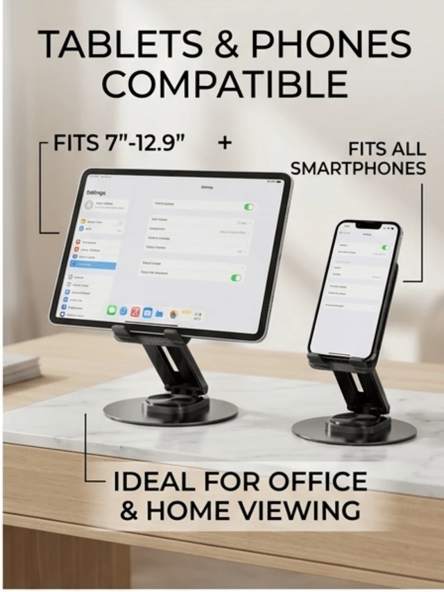 Alt view image 7 of 7 - Bks Adjustable Foldable Minimalist Phone Stand Stable Non-Slip Desktop Holder Portable Hands-Free For iPhone Android Tablet Office Home Travel