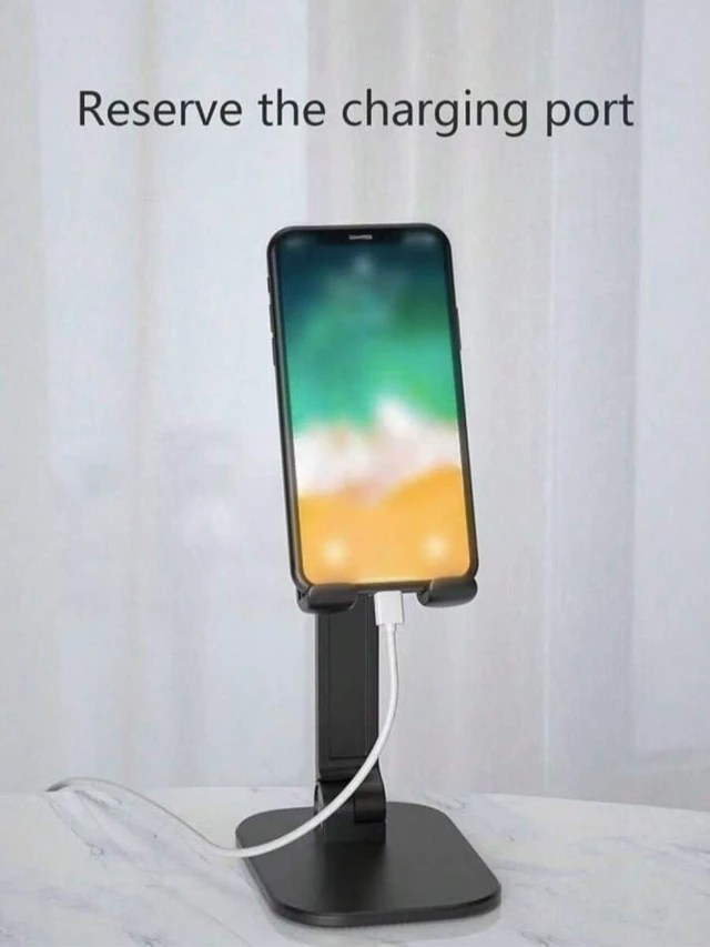 Alt view image 5 of 7 - Bks Adjustable Desk Cellphone Stand Foldable Height Portable Live Streaming Bracket for Smartphone