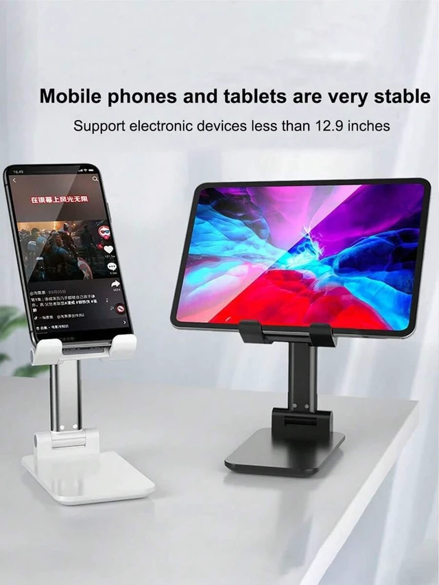 Alt view image 2 of 7 - Bks Dual-Fold Phone Stand, Adjustable Desktop Holder for Tablet and Smartphone, Fully Flexible Foldable Design