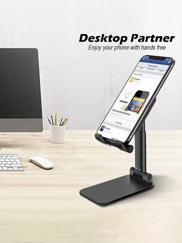 Alt view image 5 of 7 - Bks Dual-Fold Phone Stand, Adjustable Desktop Holder for Tablet and Smartphone, Fully Flexible Foldable Design