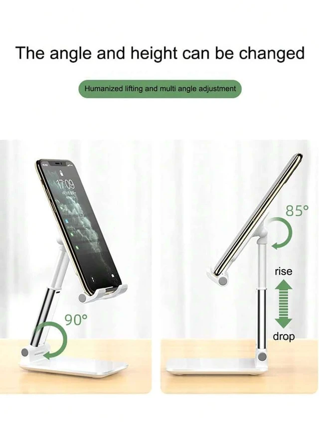 Alt view image 3 of 7 - Bks Dual-Fold Phone Stand, Adjustable Desktop Holder for Tablet and Smartphone, Fully Flexible Foldable Design