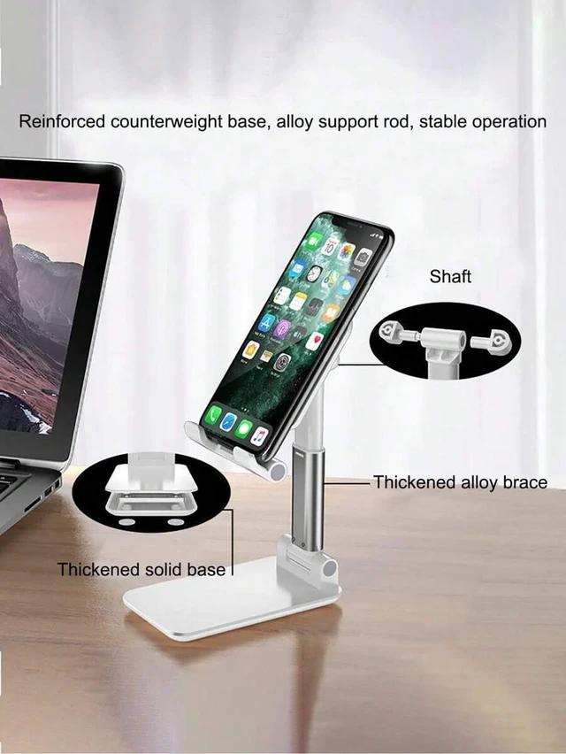 Alt view image 4 of 7 - Bks Dual-Fold Phone Stand, Adjustable Desktop Holder for Tablet and Smartphone, Fully Flexible Foldable Design