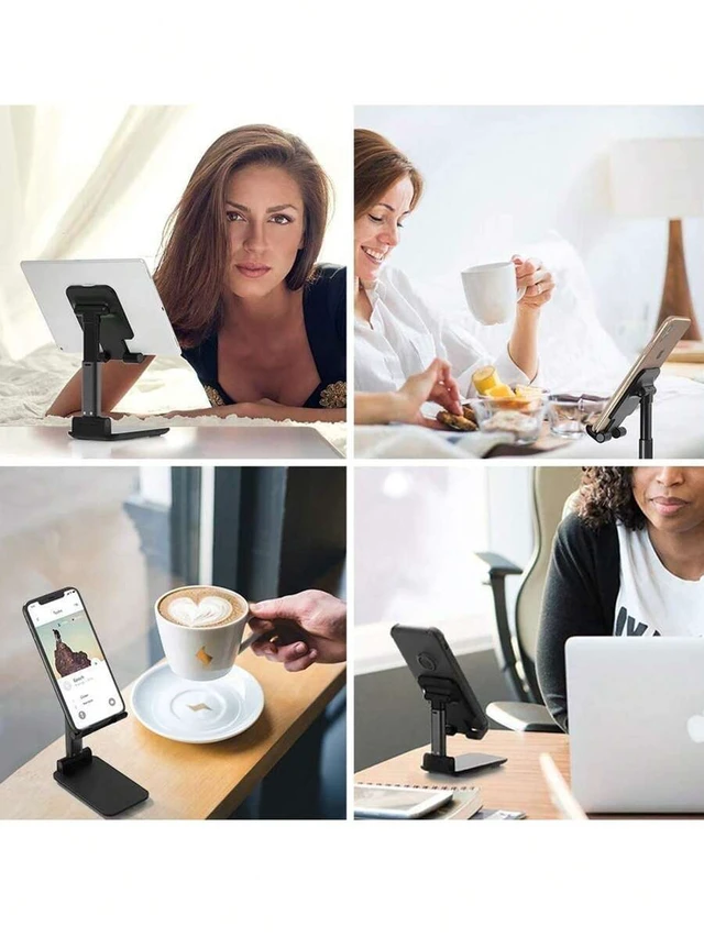 Alt view image 6 of 7 - Bks Dual-Fold Phone Stand, Adjustable Desktop Holder for Tablet and Smartphone, Fully Flexible Foldable Design