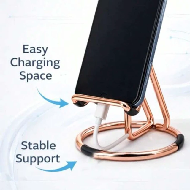 Alt view image 5 of 7 - Bks Metal Desktop Cell Phone Stand Rose Gold Holder for iPhone Switch Android Tablet Desk Display