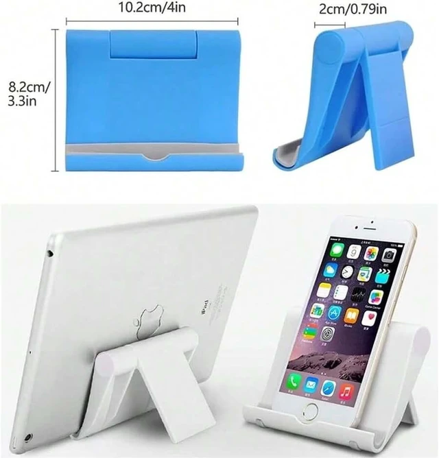 Alt view image 2 of 4 - Bks 2 Pack Cell Phone Stand Desktop Holder Portable Mount for Desk Kitchen Travel All Smartphones Black