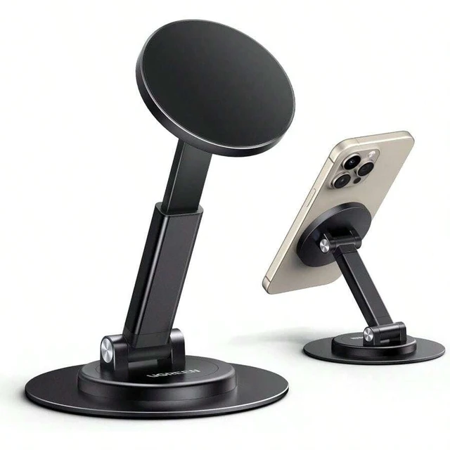 Alt view image 2 of 5 - Bks Magnetic Phone Stand Height Adjustable Desk With 360 Rotation Compatible iPhone 17 16 Pro 15 Pro 14 Plus 13 12 Black