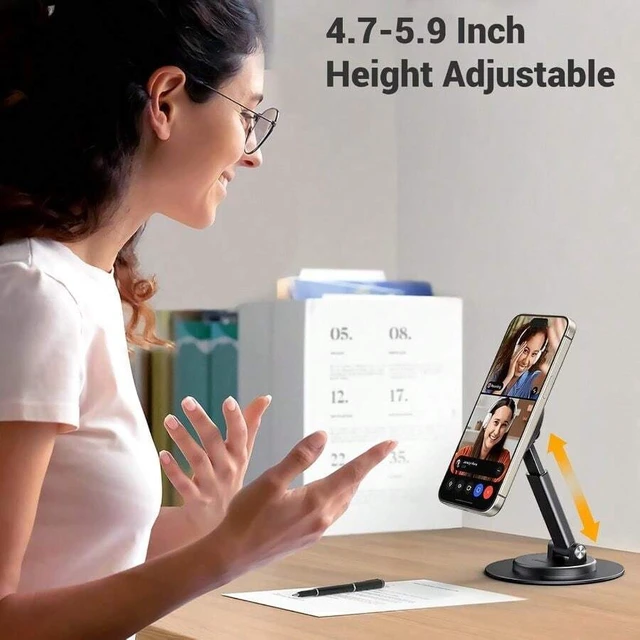 Alt view image 4 of 5 - Bks Magnetic Phone Stand Height Adjustable Desk With 360 Rotation Compatible iPhone 17 16 Pro 15 Pro 14 Plus 13 12 Black