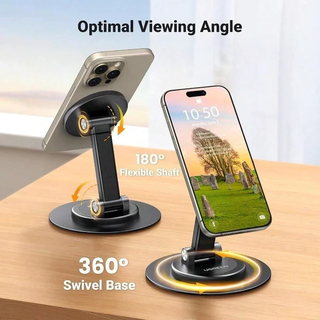 Alt view image 5 of 5 - Bks Magnetic Phone Stand Height Adjustable Desk With 360 Rotation Compatible iPhone 17 16 Pro 15 Pro 14 Plus 13 12 Black