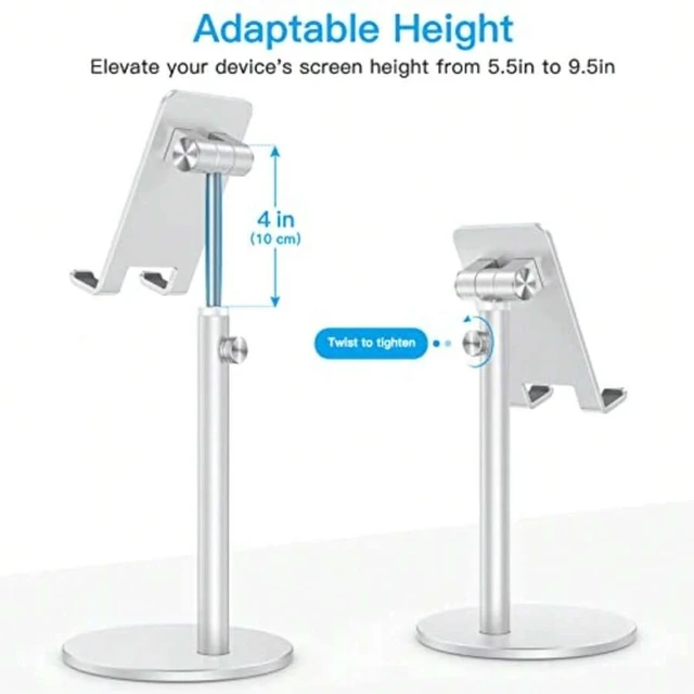 Alt view image 6 of 7 - Bks Cell Phone Stand Adjustable Height Aluminum Desktop Holder Compatible With iPhone 17 Pro Max All Smartphones Tablets 4-11 Inch