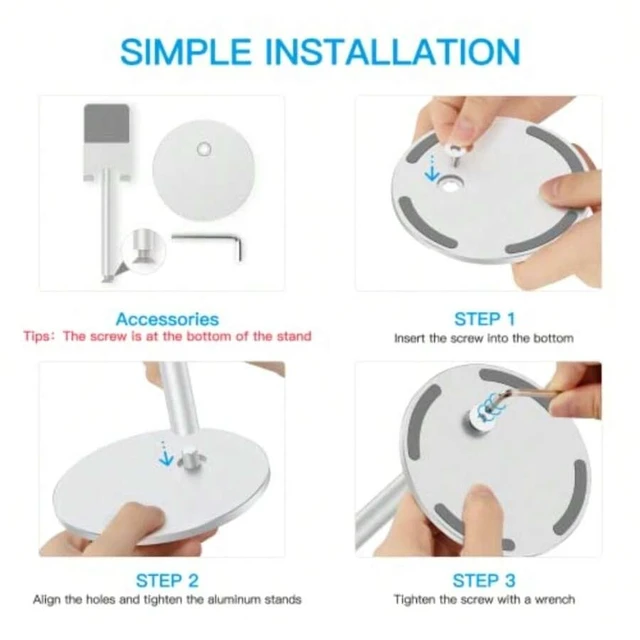 Alt view image 7 of 7 - Bks Cell Phone Stand Adjustable Height Aluminum Desktop Holder Compatible With iPhone 17 Pro Max All Smartphones Tablets 4-11 Inch