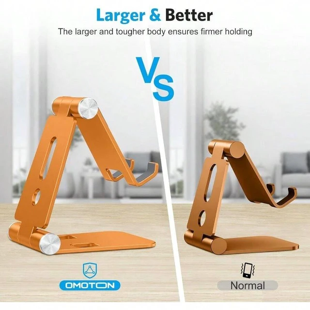 Alt view image 2 of 6 - Bks Foldable Aluminum Phone Stand Portable Adjustable Dock Cradle Compatible With iPhone 17 16 15 Pro Small Tablets Orange