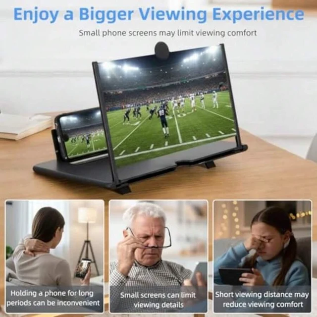 Alt view image 6 of 7 - Bks 14-Inch HD Screen Magnifier Stand, Portable Foldable Phone Enlarger With Built-In Holder For Movies And Videos Supports Most Smartphones