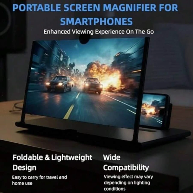 Alt view image 4 of 7 - Bks 14-Inch HD Screen Magnifier Stand, Portable Foldable Phone Enlarger With Built-In Holder For Movies And Videos Supports Most Smartphones