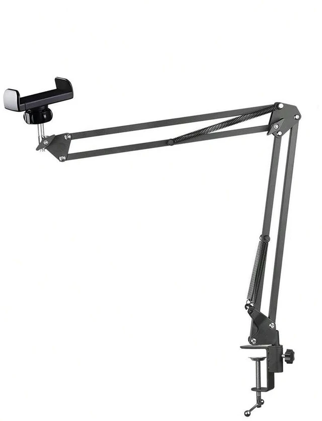 Main image of Bks Adjustable Slouchy Arm Phone Holder Foldable Metal Clamp Mount For Smartphone Tablet Bedside Desk Stand Compatible With iPhone Android 360 Degree Rotating Strong Load-Bearing