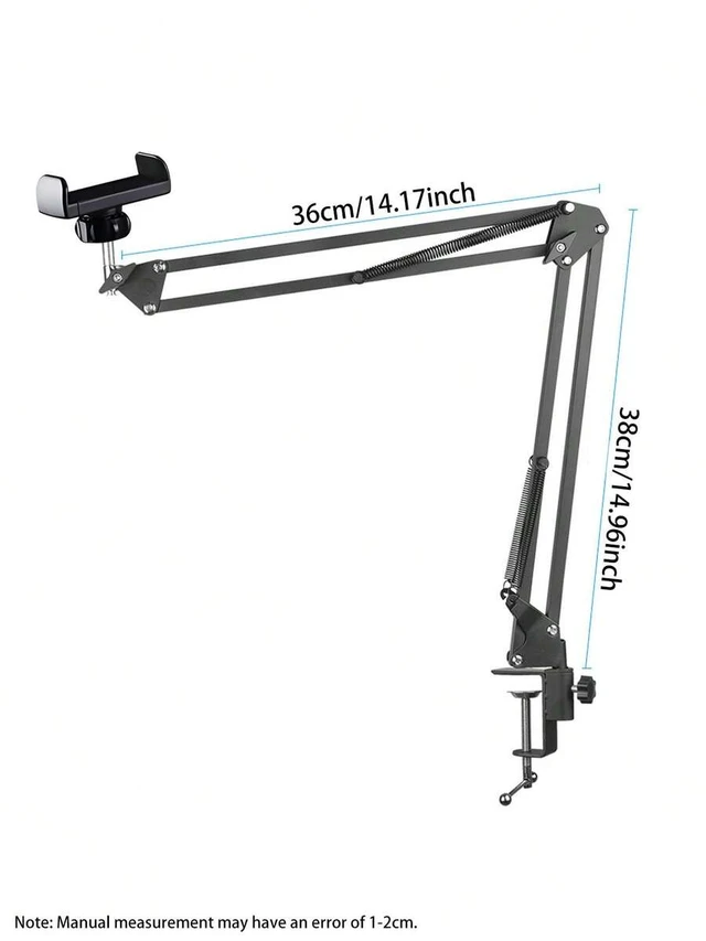Alt view image 3 of 7 - Bks Adjustable Slouchy Arm Phone Holder Foldable Metal Clamp Mount For Smartphone Tablet Bedside Desk Stand Compatible With iPhone Android 360 Degree Rotating Strong Load-Bearing