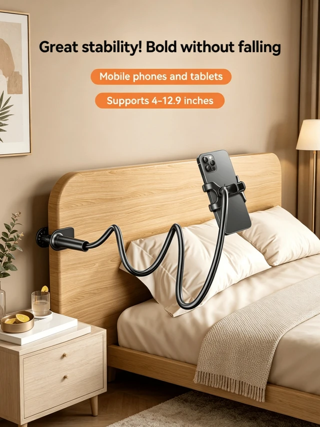 Alt view image 2 of 7 - Bks Adjustable Desk Phone Holder Flexible Stand Ergonomic Non-Slip Multi-Functional Bracket for Bedside Bookshelf Live Streaming