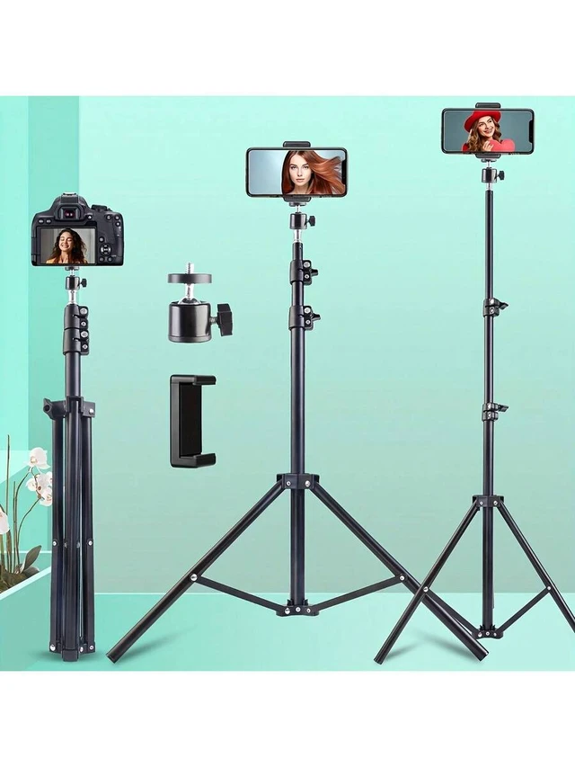 Alt view image 2 of 7 - Bks Adjustable Height Phone Holder Portable Mobile Stand 1.1m Tripod Camera Projector Travel Gift