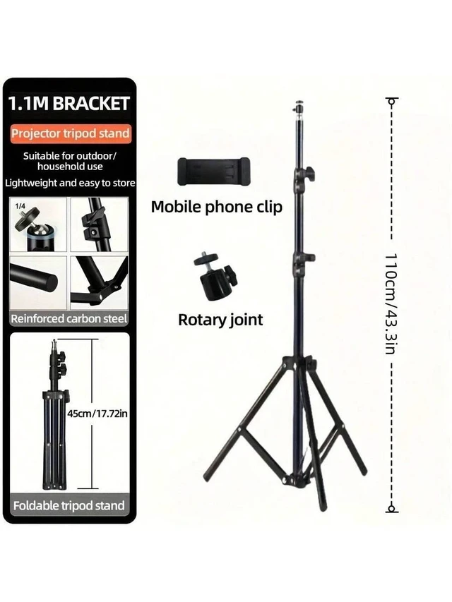 Alt view image 6 of 7 - Bks Adjustable Height Phone Holder Portable Mobile Stand 1.1m Tripod Camera Projector Travel Gift