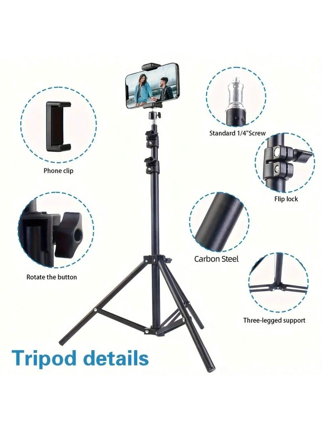 Alt view image 3 of 7 - Bks Adjustable Height Phone Holder Portable Mobile Stand 1.1m Tripod Camera Projector Travel Gift
