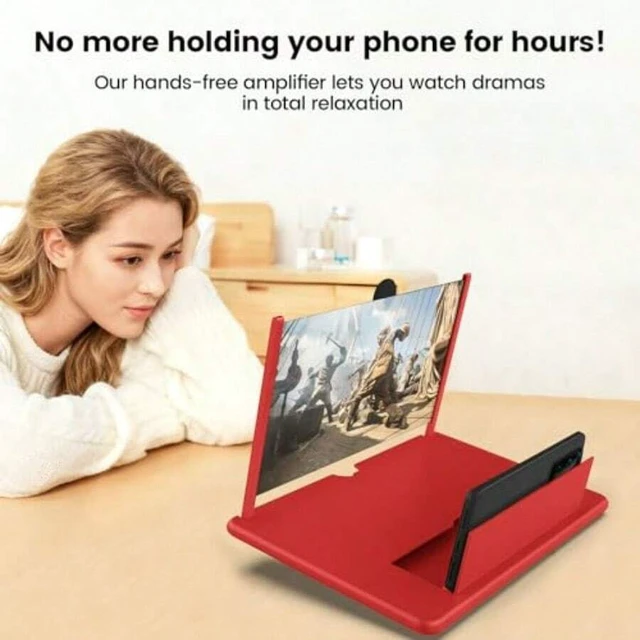 Alt view image 5 of 7 - Bks Adjustable Solid Color 10 Inch HD Phone Magnifier Screen Expander With Foldable Stand For Travel Movie Amplifier Enlarger For Elderly Red